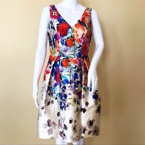 David Meister Watercolor Cocktail Dress Size 4 NWT